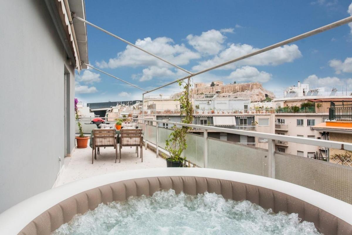 Lovely Apt W/Heated Jacuzzi &Full Acropolis View Афины Экстерьер фото